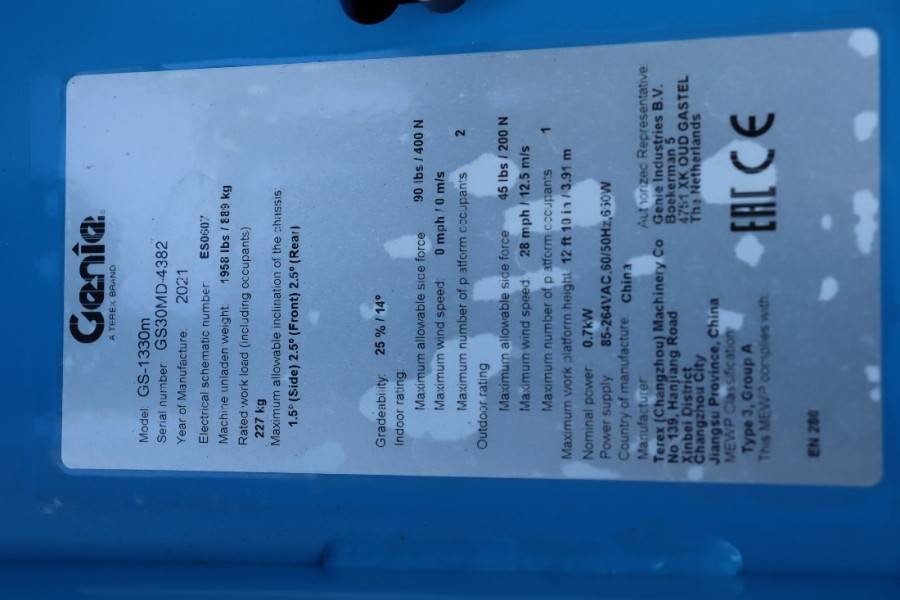 Genie GS1330M Valid inspection, *Guarantee! All-Electric 2021 GENIE - GS1330M - 60647 GS1330M Valid inspection, *Guarantee...