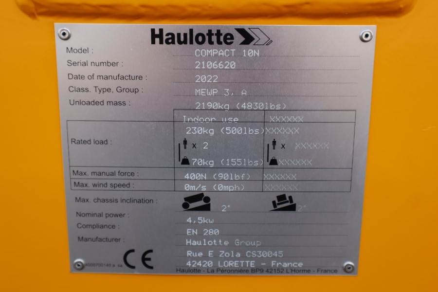 Haulotte Compact 10N Valid Inspection, *Guarantee! 10m Work 2022 HAULOTTE - Compact 10N - 60861 Compact 10N Valid Inspecti...