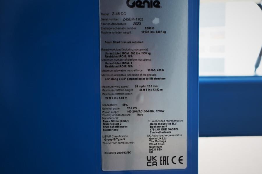 Genie Z45-DC Valid inspection, *Guarantee, Fully Electri 2023 GENIE - Z45-DC - 62320 Z45-DC Valid inspection, *Guarantee, ...