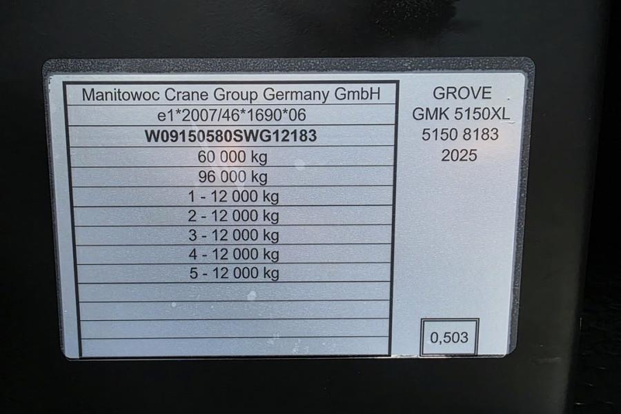 Grove GMK5150XL Available For Rent, Dutch Registration, 2025 GROVE - GMK5150XL - 64101 GMK5150XL Available For Rent, Dutch...