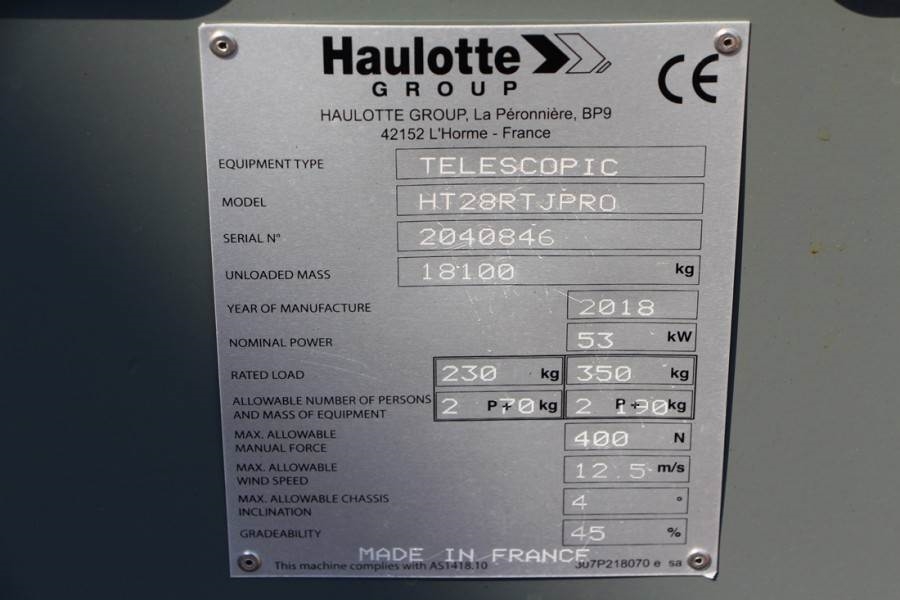 Haulotte HT28RTJ Pro Valid inspection, *Guarantee! 28 m Wor 2018 HAULOTTE - HT28RTJ Pro - 60077 HT28RTJ Pro Valid inspecti...