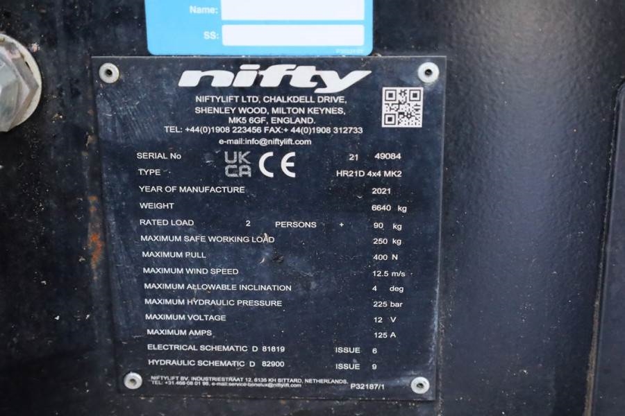 Niftylift HR21D 4x4 MK2 Diesel, 4x4 Drive, 21m Working Heigh 2021 NIFTYLIFT - HR21D 4x4 MK2 - 63275 Niftylift HR21D 4x4 MK...