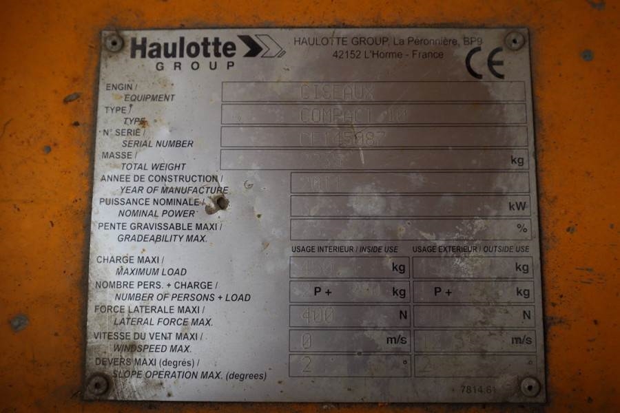 Haulotte Compact 10 Electric, 10m Working Height, 450kg Cap 2011 HAULOTTE - Compact 10 - 61856 Compact 10 Electric, 10m Wo...