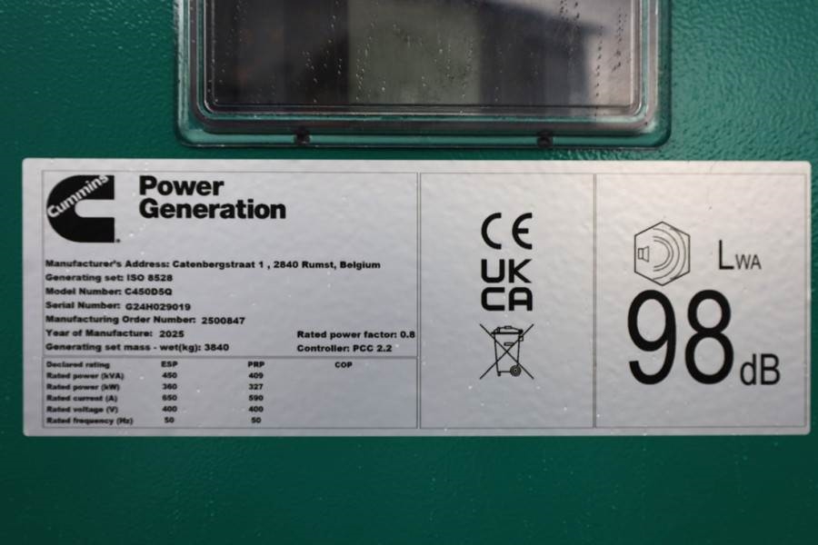 Cummins C450D5Q Declaration of Conformity, Diesel, 450kVA, 2025 CUMMINS - C450D5Q - 63607 C450D5Q Declaration of Conformit...