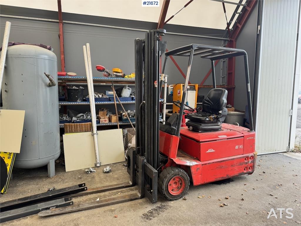 Linde E16 EL Truck w/extensions. 1996 21672 E16 EL Truck w/extensions. 1996 1 Forklift image 2