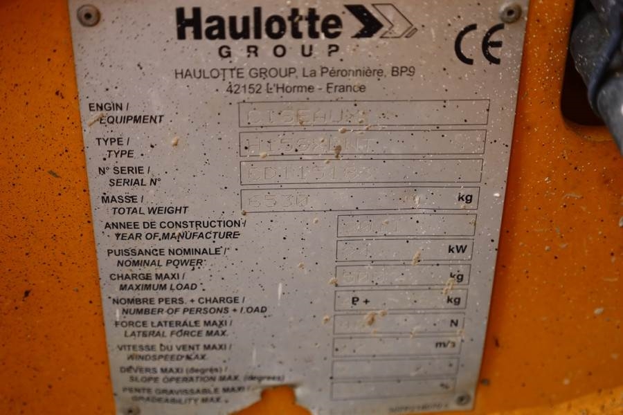 Haulotte H15SXL Diesel, 4x4 Drive, 15m Working Height, 500k 2011 HAULOTTE - H15SXL - 63129 H15SXL Diesel, 4x4 Drive, 15m W...