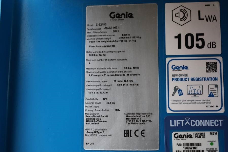 Genie Z-62/40 GUARANTEE, Diesel, 4x4 Drive, 21m Working 2021 GENIE - Z-62/40 - 63725 Z-62/40 GUARANTEE, Diesel, 4x4 Drive,...