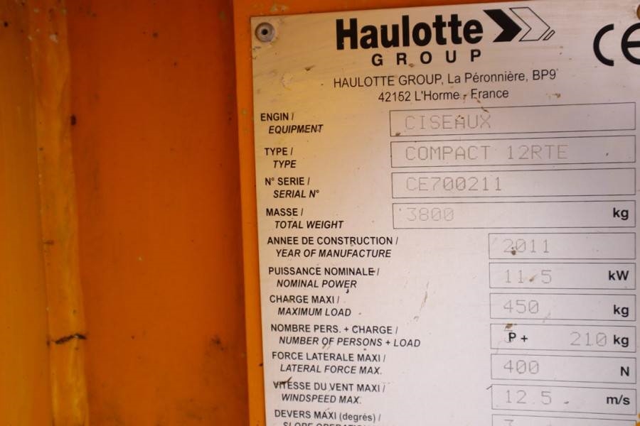 Haulotte Compact 12RTE Electric, 12m Working Height, 450kg 2011 HAULOTTE - Compact 12RTE - 63600 Compact 12RTE Electric, 1...