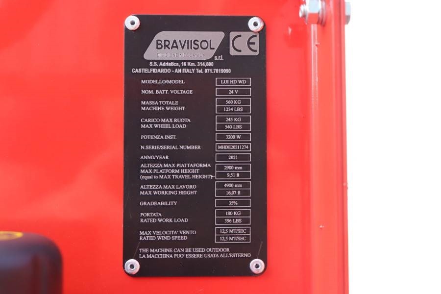 Bravi LUI HD WD Leonardo New, Electric, 4.90m Working He 2021 BRAVIISOL - LUI HD WD Leonardo - 60669 Bravi LUI HD WD Leona...