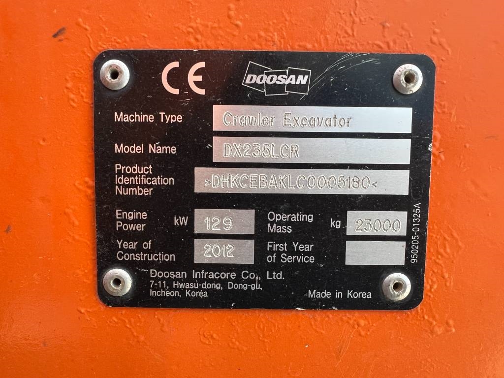 Doosan DX235LCR 2012 206889 DX235LCR 2012 1 Crawler Excavators image 8