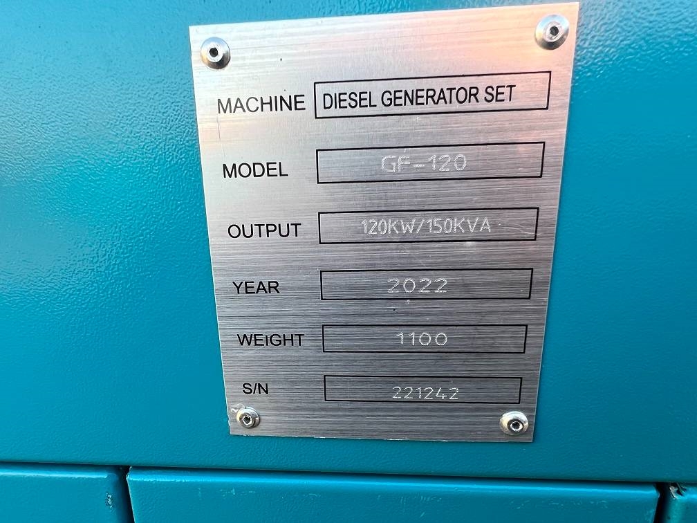 Ricardo 150KVA (120KW) SILENT GENERATOR 3 PHASE 50HZ 400V 2022 5008A Ricardo 150KVA (120KW) SILENT GENERATOR 3 PHASE 50HZ ...