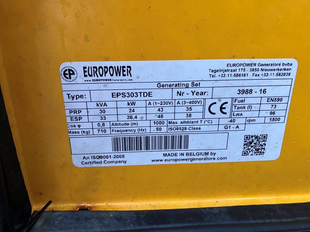 Generator Atlas Copco EPS303TDE Diesel 30kVA 2016 2016 EPS303TDE 2016 1 Generators image 11