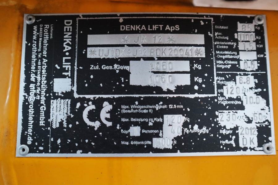 Denka-Lift JR12 Electric, 12m Working Height, 6.7m Reach, 120 2012 DENKA - JR12 - 63112 Denka-Lift JR12 Electric, 12m Work...