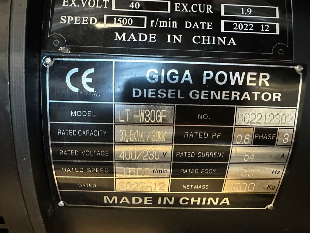 Giga power LT-W30GF 37.5 KVA Open generator 2022 00031757 Giga power LT-W30GF 37.5 KVA Open generator 2022 1 image 7