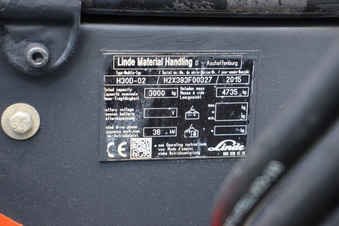 Heftruck Linde H30D-02 Diesel 3000kg 3.65m 2015 2015 H30D-02 2015 1 Forklift image 13