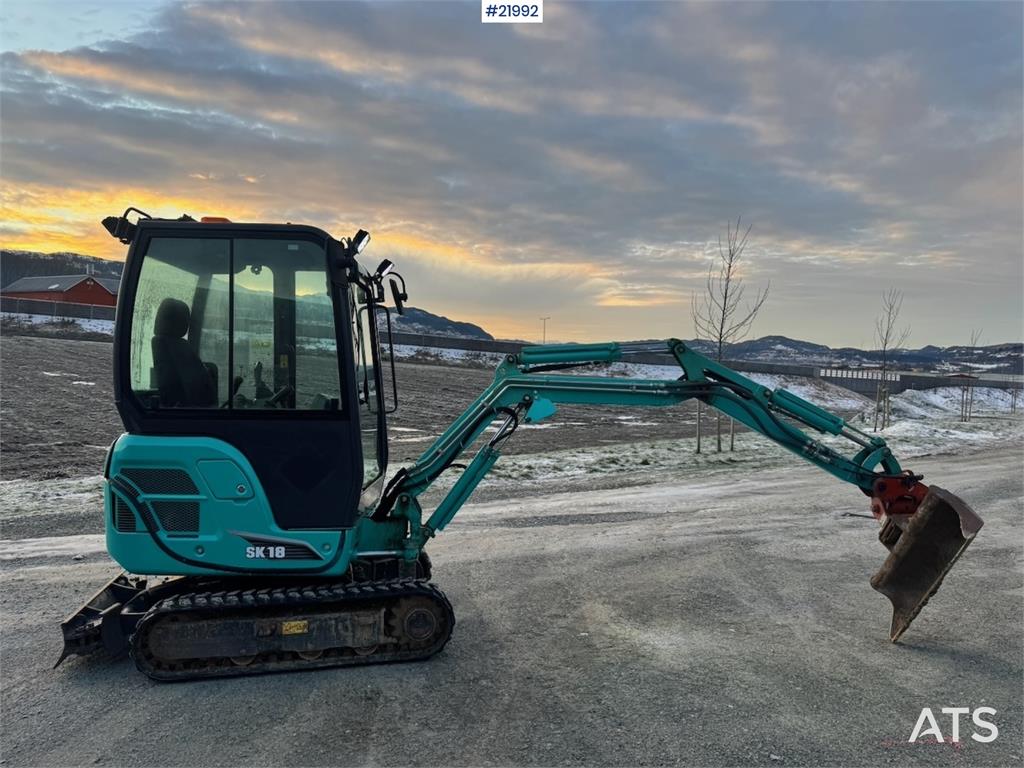 Kobelco SK18 Mini excavator w/ Powertilt, 3 buckets, rippe 2016 21992 SK18 Mini excavator w/ Powertilt, 3 buckets, rippe 2...