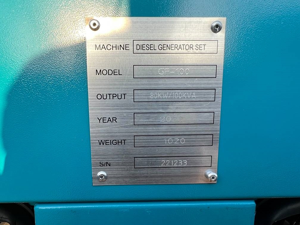 Ricardo 100KVA (80KW) SILENT GENERATOR 3 PHASE 50HZ 400V 2022 5007 Ricardo 100KVA (80KW) SILENT GENERATOR 3 PHASE 50HZ 400...