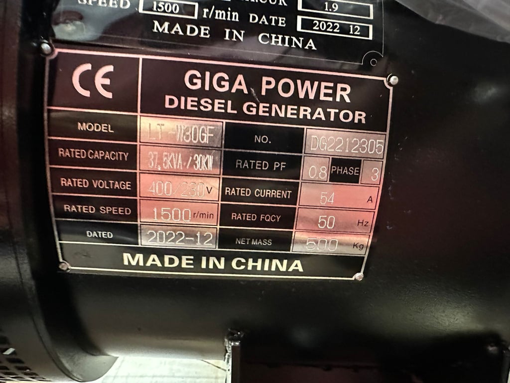 Giga power LT-W30GF 37.5 KVA Open generator 2022 00031759 Giga power LT-W30GF 37.5 KVA Open generator 2022 1 image 7