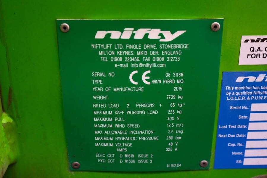 Niftylift HR17N Hybrid MK3 Hybrid Battery & Diesel, 17m Work 2015 NIFTYLIFT - HR17N Hybrid MK3 - 90053 Niftylift HR17N Hyb...