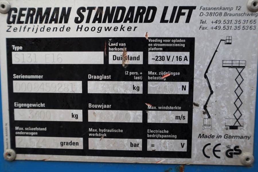 GSL S131 E16 As-Is, Electric, 15.1m Working Height 2000 GSL - S131 E16 - 61853 Gsl S131 E16 As-Is, Electric, 15.1m Working...