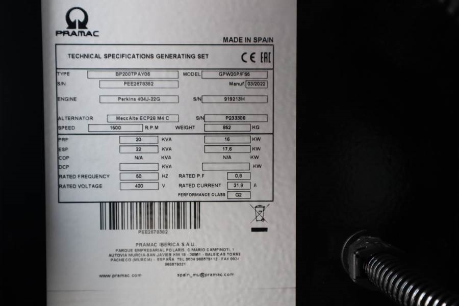 Pramac GPW20P Unused, Valid inspection, *Guarantee! Diese 2022 PRAMAC - GPW20P - 61043 Pramac GPW20P Unused, Valid inspect...