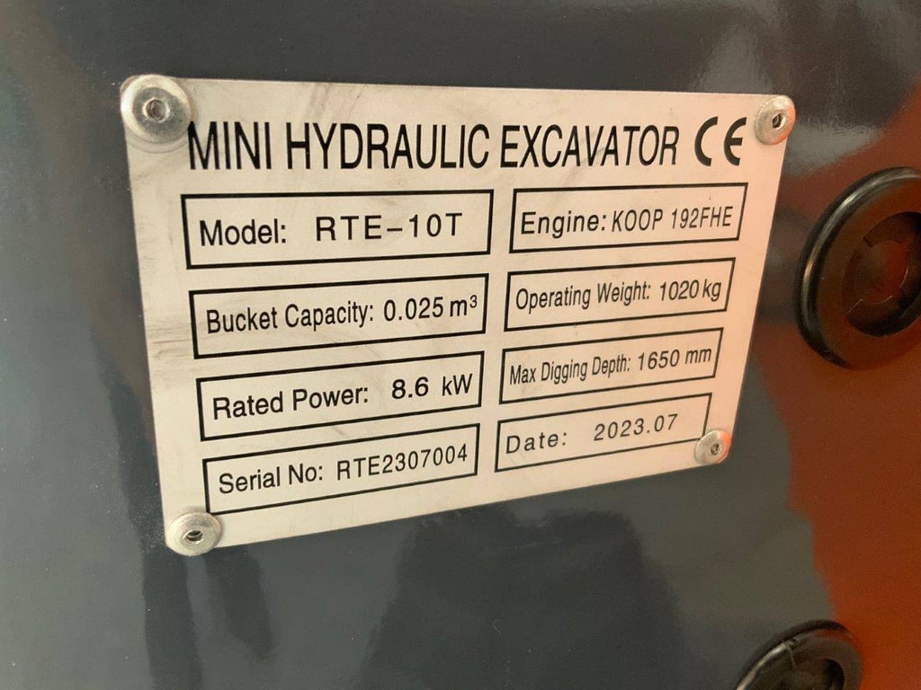Mini excavator RTE CRE102 Diesel 11.7 hp 2025 New 2025 RTE 10T 2025 0 image 10