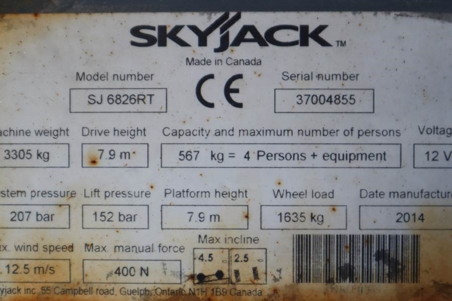 SkyJack SJ6826 Diesel, 4x4 Drive, 10m Working Height, 567k 2014 SKYJACK - SJ6826 - 62024 SJ6826 Diesel, 4x4 Drive, 10m Wor...