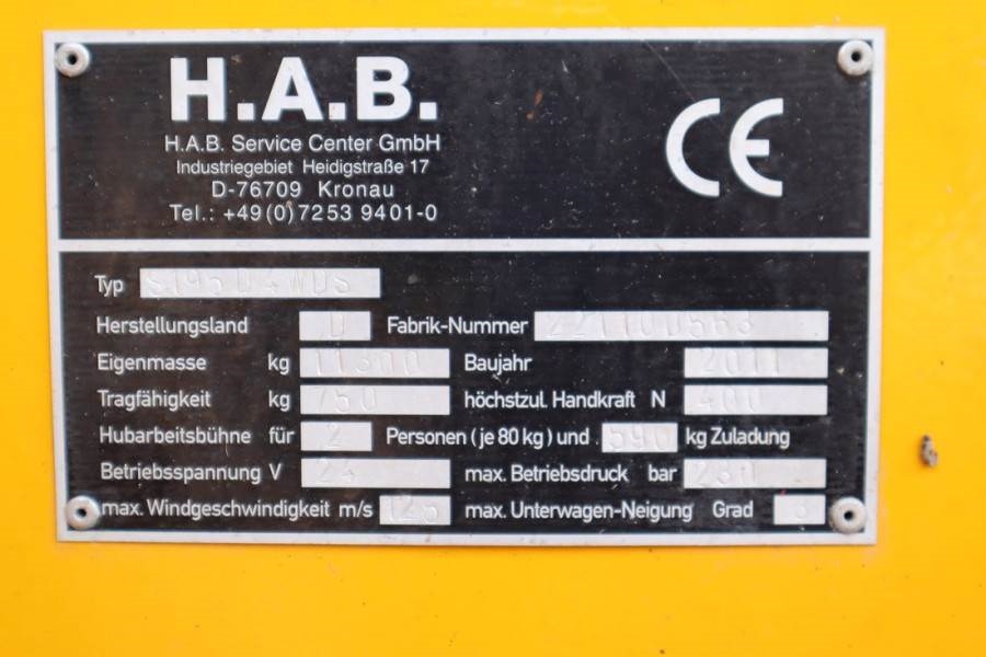 HAB S195-24 D4WDS Diesel, 4x4 Drive, 19.5m Working Hei 2011 HAB - S195-24 D4WDS - 63264 HAB S195-24 D4WDS Diesel, 4x4 Driv...