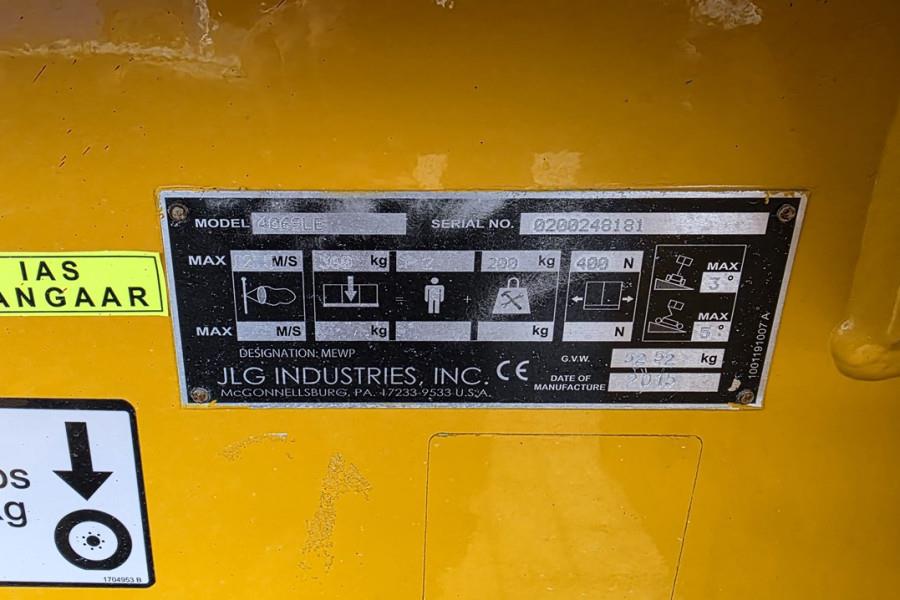 JLG 4069LE Electric, 14.2m Working Height, 360kg Capac 2015 JLG - 4069LE - 90381 4069LE Electric, 14.2m Working Height, 36...