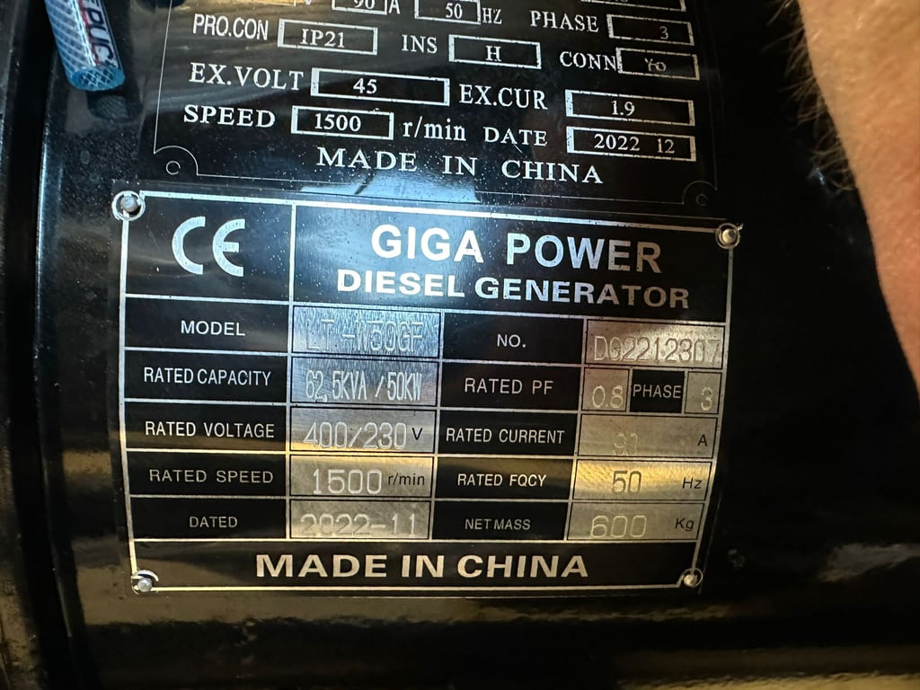 Giga power LT-W50-GF 62.5 kVA Open generator 2022 00031761 Giga power LT-W50-GF 62.5 kVA Open generator 2022 1 image 14