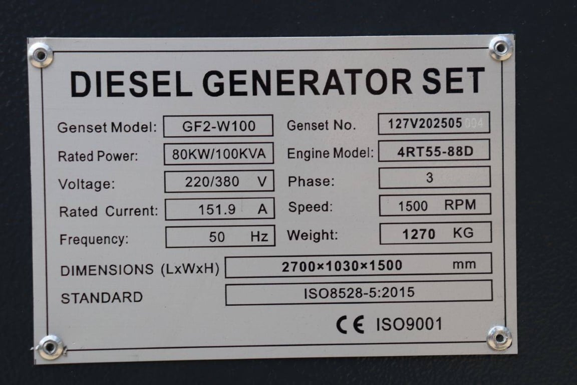 Generator Ricardo GF2-W100 Diesel 100kVA 2025 New 2025 Ricardo GF2-W100 2025 0 Generators image 12