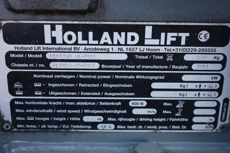 Holland Lift Ecostar HL-7810 Electric, 10m Working Height, 450k 2012 HOLLAND LIFT - Ecostar HL-7810 - 63497 Holland lift E...