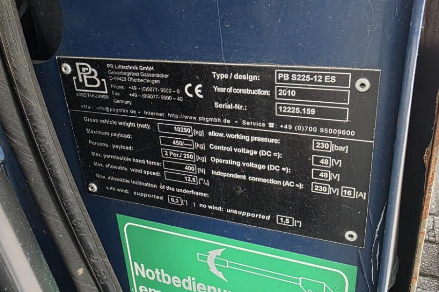 PB Lifttechnik S225-12ES Electric, 22.5m Working Height, 450kg Ca 2010 PB LIFTTECHNIK - S225-12ES - 90392 PB Lifttechnik S...