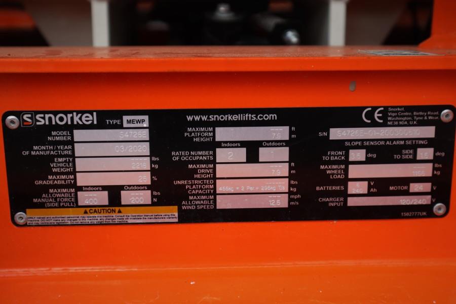 Snorkel S4726E Valid Inspection, *Guarantee! ,Electric, 10 2020 SNORKEL - S4726E - 62063 S4726E Valid Inspection, *Guarant...