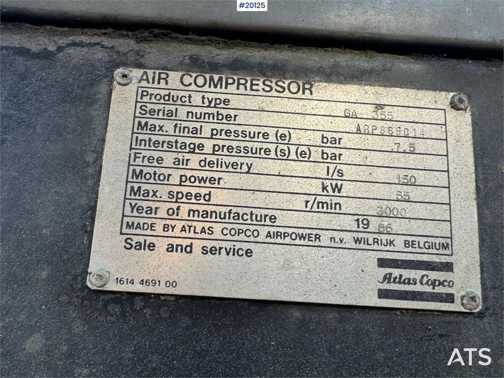 Atlas Copco GA 355 screw compressor 1986 20125 GA 355 screw compressor 1986 1 Compressors image 12