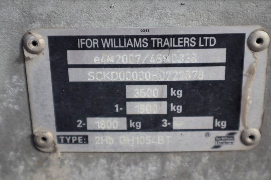 Ifor Williams WILLIAM 2HB 2 Axel Trailer, 2.856 kg Capacity, Inc 2017 IFOR WILLIAM - 2HB - 61780 IFOR WILLIAMS WILLIAM 2HB...