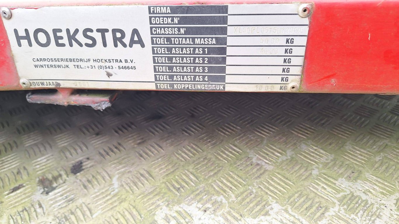 Flatbed Trailer Hoekstra BE OPL 6T-L 3930kg 2001 2001 HOEKSTRA BE OPL 6T-L 2001 1 image 4