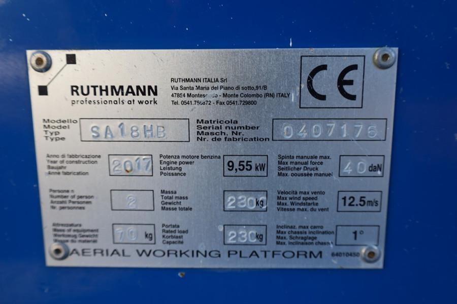 Ruthmann BLUELIFT SA18HD Gasoline / 220V, 18m Working Heigh 2017 RUTHMANN - BLUELIFT SA18HD - 63310 Ruthmann BLUELIFT SA18...