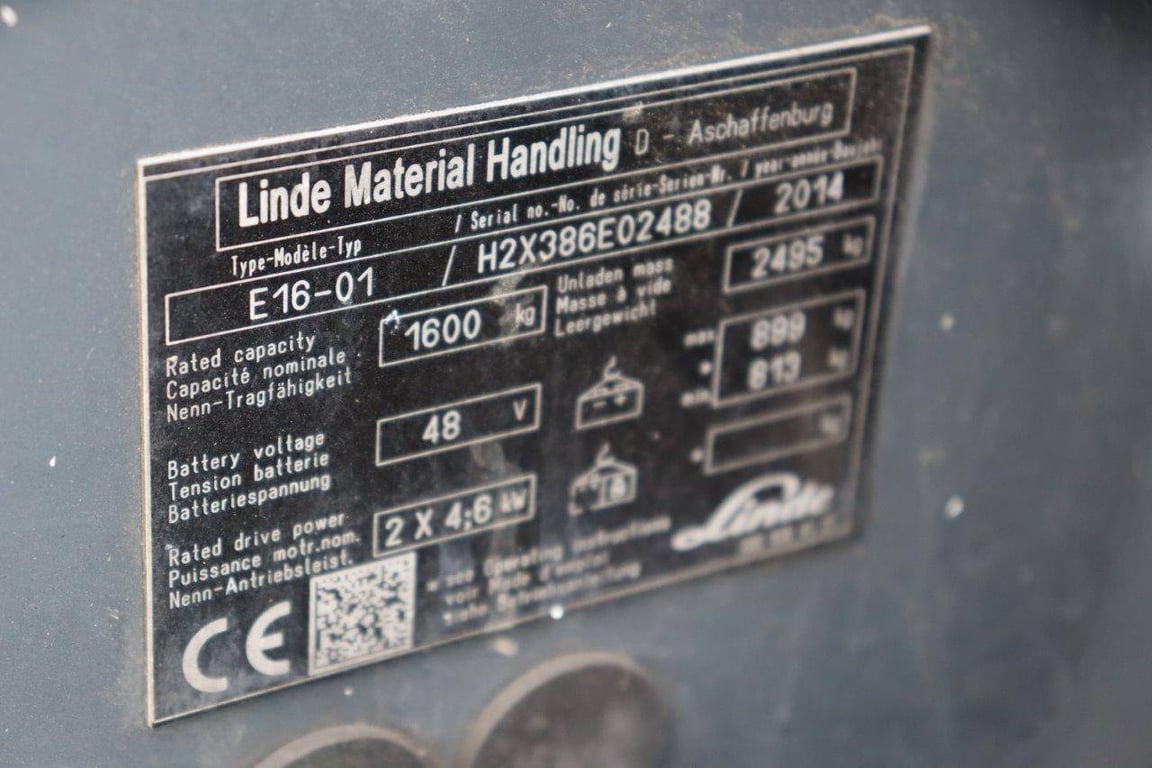 Forklift Linde E16-01 Electric 1600kg 4.5m 2014 2014 E16-01 2014 1 Forklift image 12