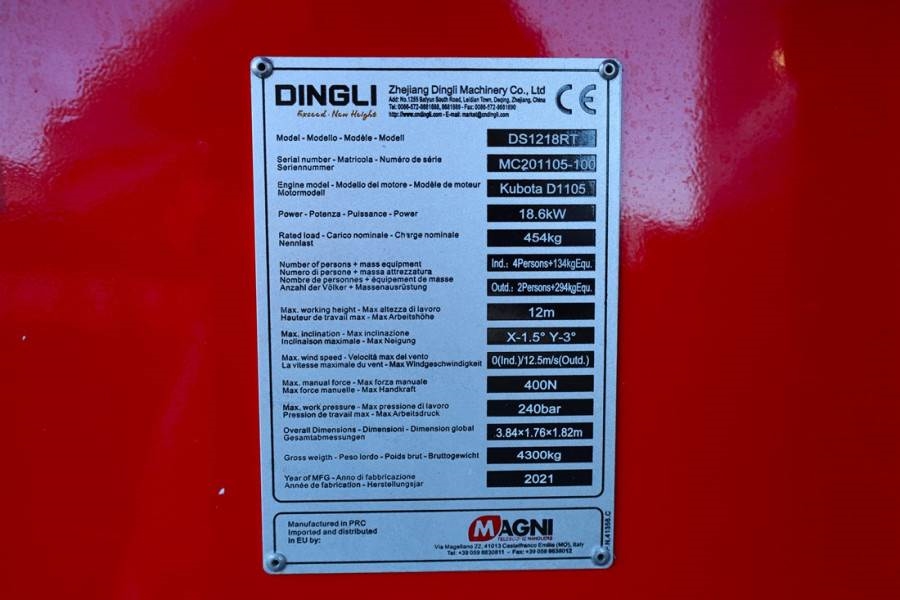 Magni DS1218RT Valid inspection, Diesel, 4x4 Drive, 12m 2021 MAGNI - DS1218RT - 60680 MAGNI DS1218RT Valid inspection, Die...