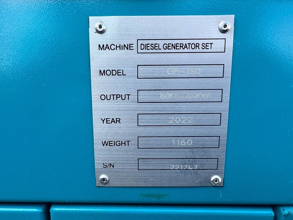 Ricardo 200KVA (160KW) SILENT GENERATOR 3 PHASE 50HZ 400V 2022 5010A Ricardo 200KVA (160KW) SILENT GENERATOR 3 PHASE 50HZ ...
