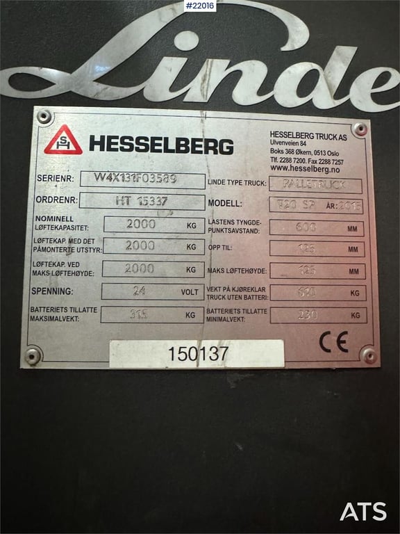 Linde T20 SP Pallet Truck 2015 22016 T20 SP Pallet Truck 2015 1 Forklift image 12