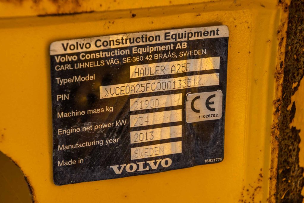 VOLVO DUMPER A25F 2013 E58558 DUMPER A25F 2013 1 image 7
