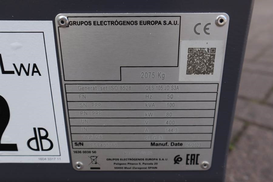 Atlas Copco QES 105 JD S3A ESF Valid inspection, *Guarantee! D 2023 ATLAS COPCO - QES 105 JD S3A ESF - 62188 QES 105 JD S3...