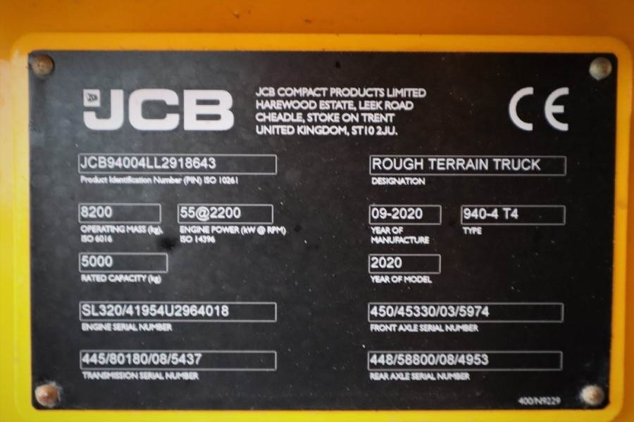 JCB 940-4 T4 Valid inspection, *Guarantee! Diesel, 4x4 2020 JCB - 940-4 T4 - 61004 940-4 T4 Valid inspection, *Guarantee! ...