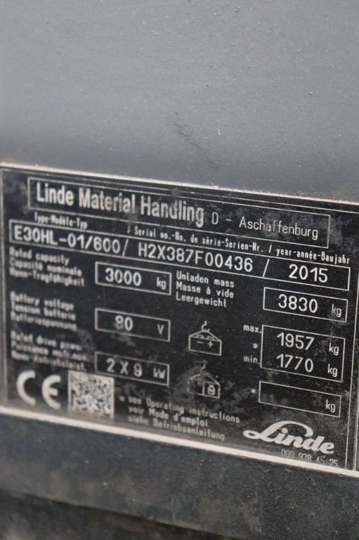 Forklift Linde E30HL-01/600 Electric 3000kg 2015 2015 E30HL-01/600 2015 1 Forklift image 15