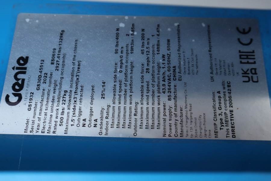 Genie GS1932 E-Drive New And Available Directly From Sto 2022 GENIE - GS1932 E-Drive - 60954 GS1932 E-Drive New And Availa...