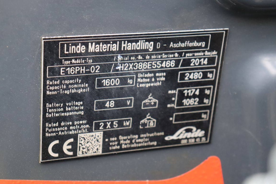 Heftruck Linde E16PH-02 Elektrisch 1600kg 2014 2014 E16PH-02 2014 1 Forklift image 15