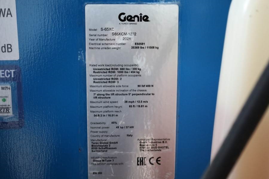 Genie S65XC Guarantee! Diesel, 4x4 Drive, 21.8m Working 2021 GENIE - S65XC - 63733 S65XC Guarantee! Diesel, 4x4 Drive, 21....