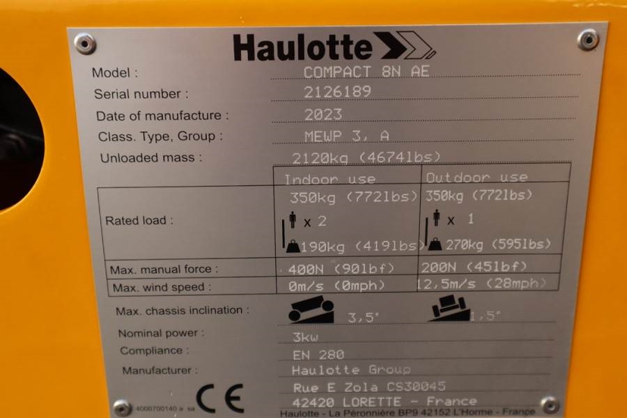 Haulotte Compact 8N Valid inspection, *Guarantee! 8m Workin 2023 HAULOTTE - Compact 8N - 61363 Compact 8N Valid inspection...